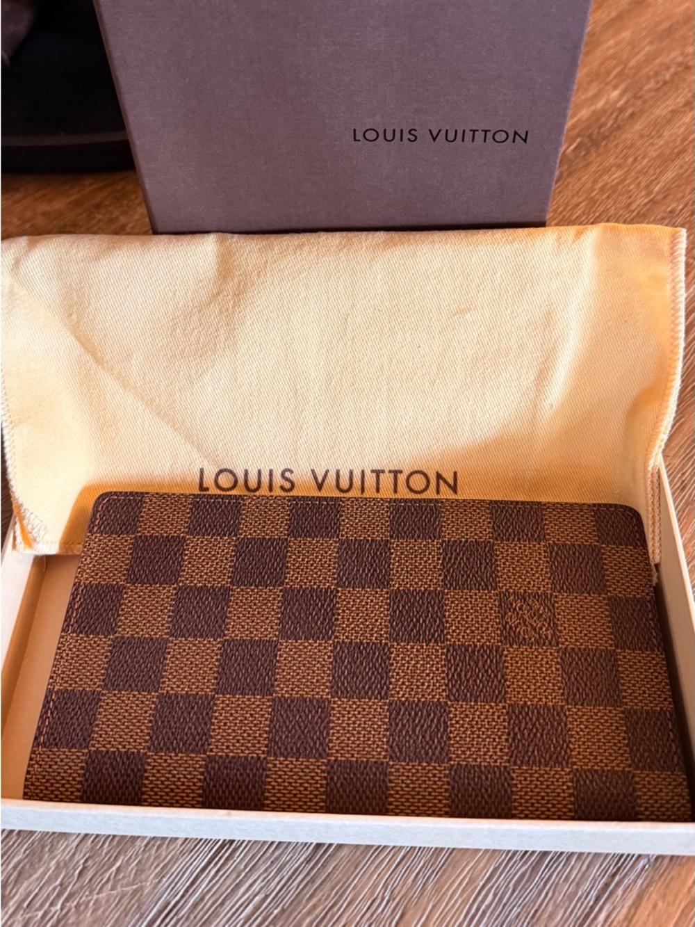 Authentic Louis Vuitton Damier Ebene Checkbook cover, credit card wallet!